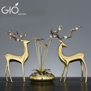 Decor để bàn cao cấp ( Hoa - đôi huơu vàng )– DC038