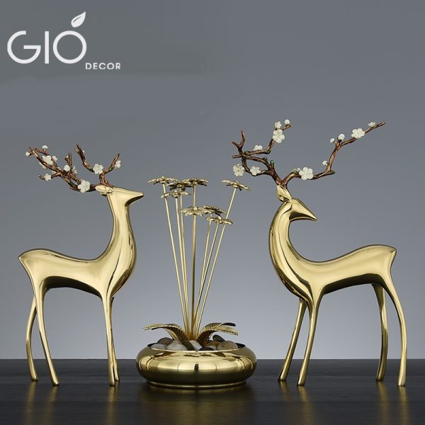 Decor để bàn cao cấp ( Hoa - đôi huơu vàng )– DC038